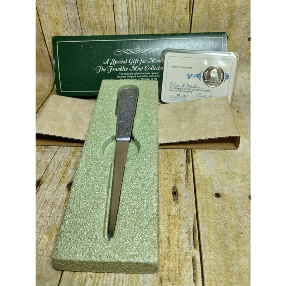 Vtg Franklin Mint Collectors Society Gift Pewter Letter Opener 1977 (eb e) - Picture 1 of 6